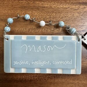 Department 56 Sandra Magsamen Boys Name Tag Ornament Decor Ceramic Plaque MASON